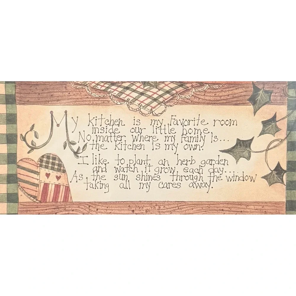 Vintage Country Farmhouse Kitchen Poem Framed Wall Art Green 10.5 x 12.5